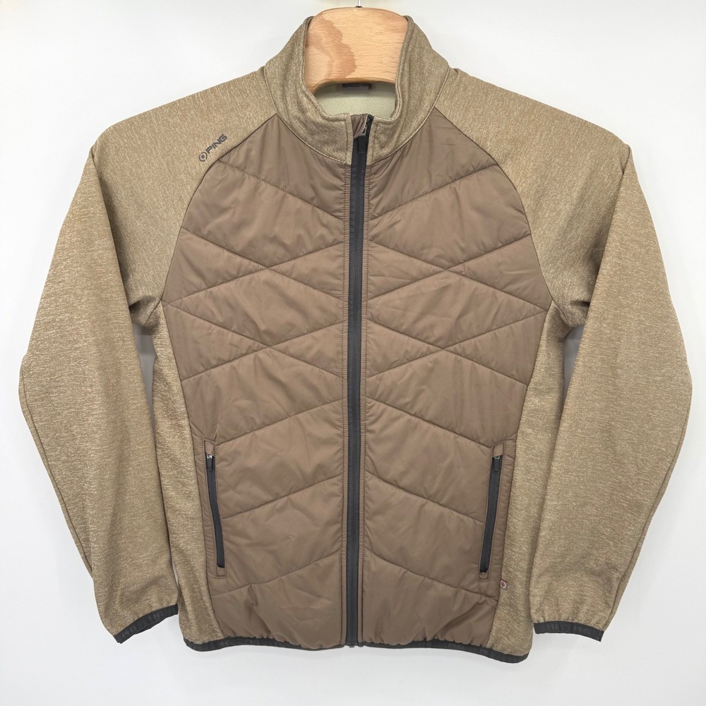 PING Jacket Mens Large Tan Sensorwarm Hybrid Quilted Golf Full Zip P03378 S0196